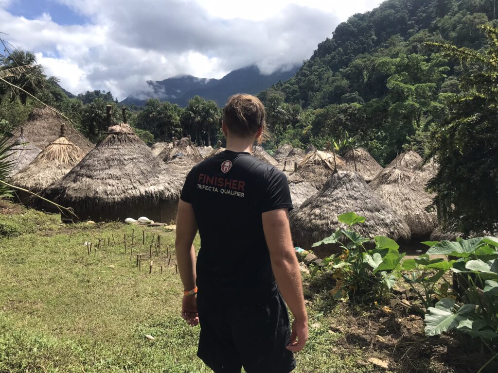 Colombia travel through an indigenous village near Santa Marta on the Lost City Trek