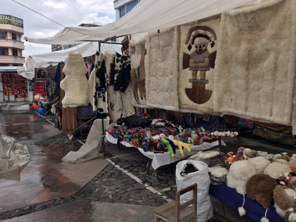 Fur products at the indigenous market in Otavalo