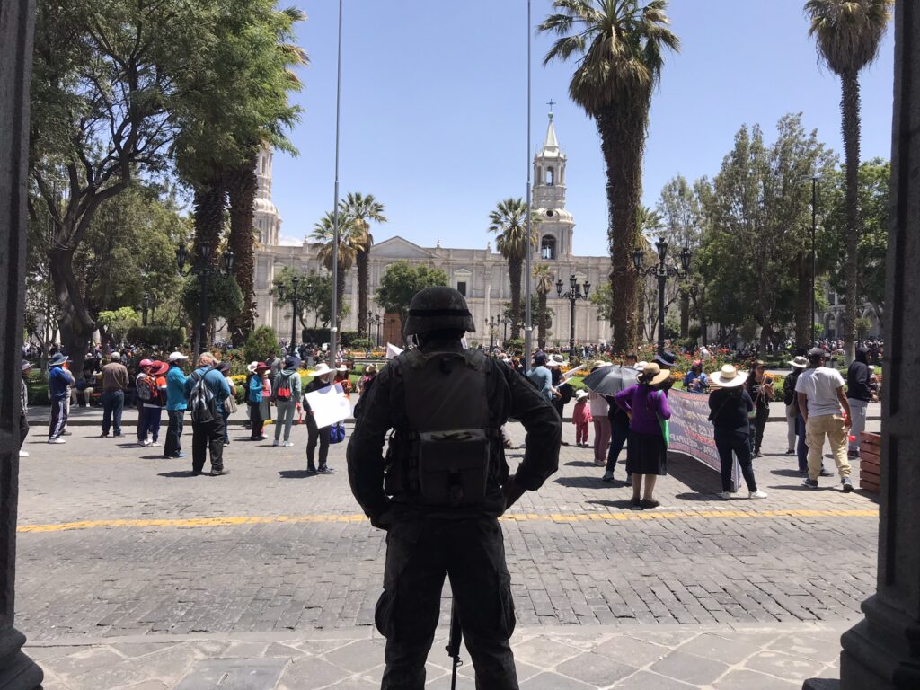 Protestors in Arequipa in Peru