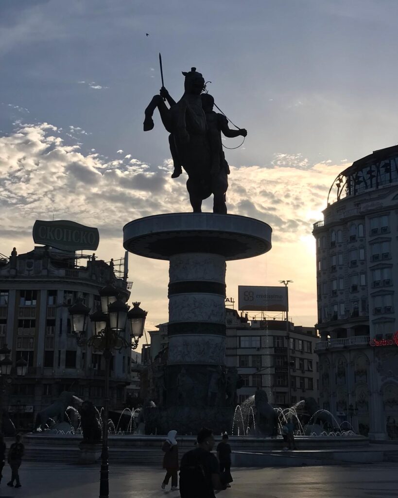 A large statue in Skopje