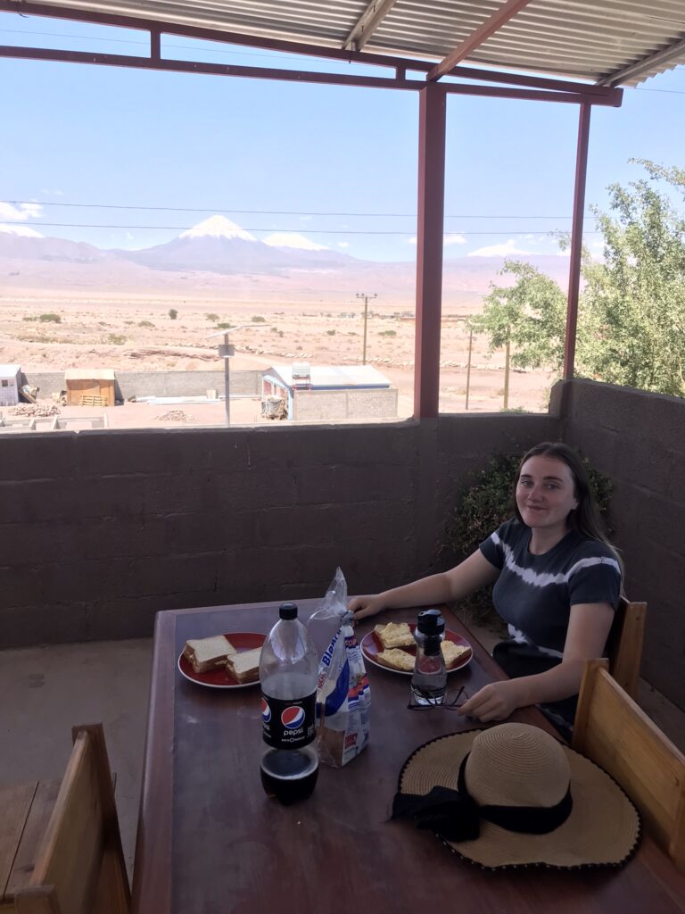 View of mountains from the hostel in San Pedro de Atacama