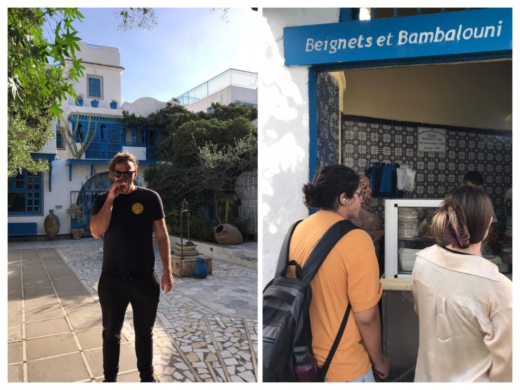 Drinking tea and eating bambalouni in Tunis