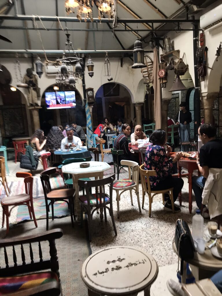 Tea and coffee drinking at a cafe in Tunis medina