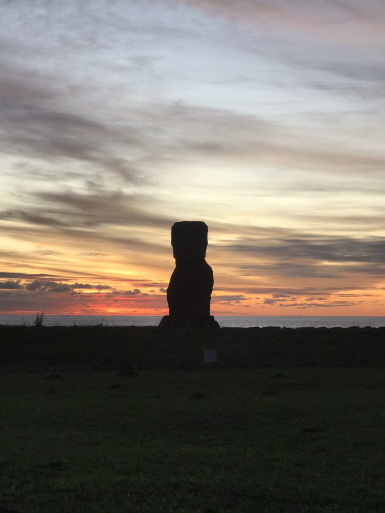 Sunset with a Moai at Easter Island