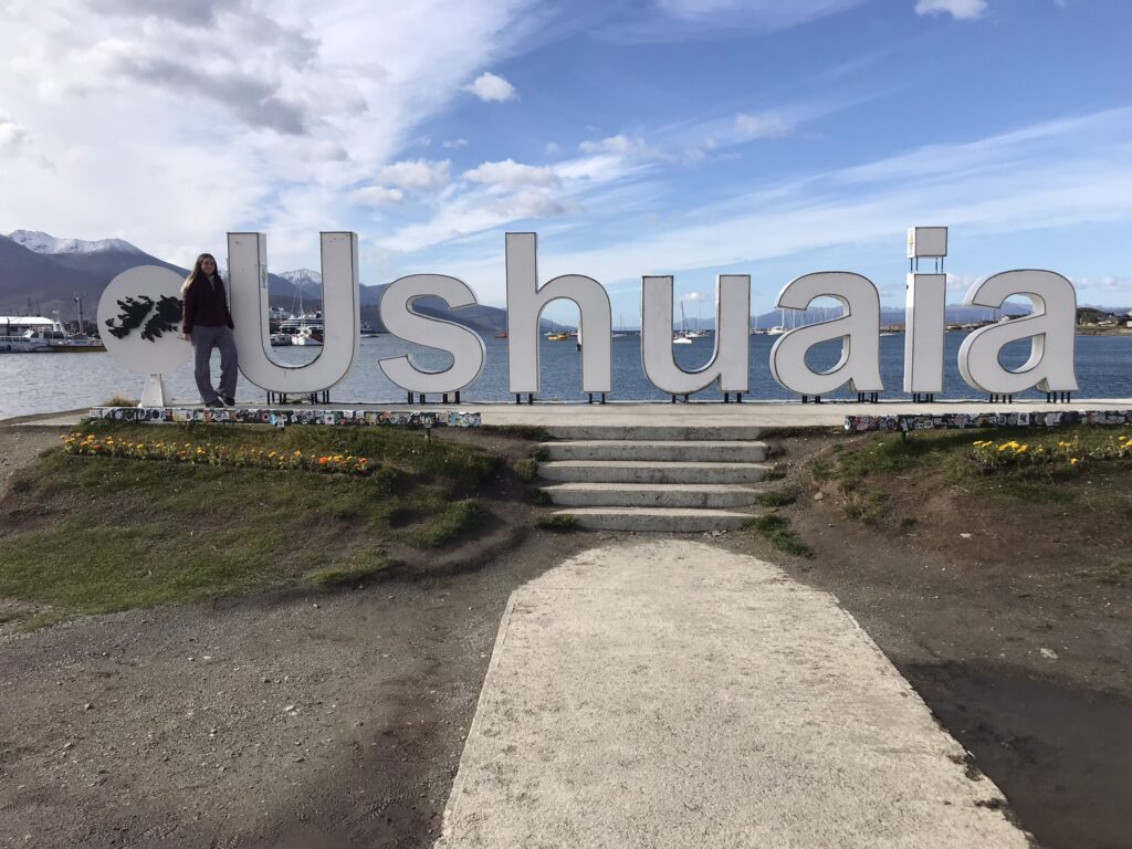 The Ushuaia sign in southern Argentina