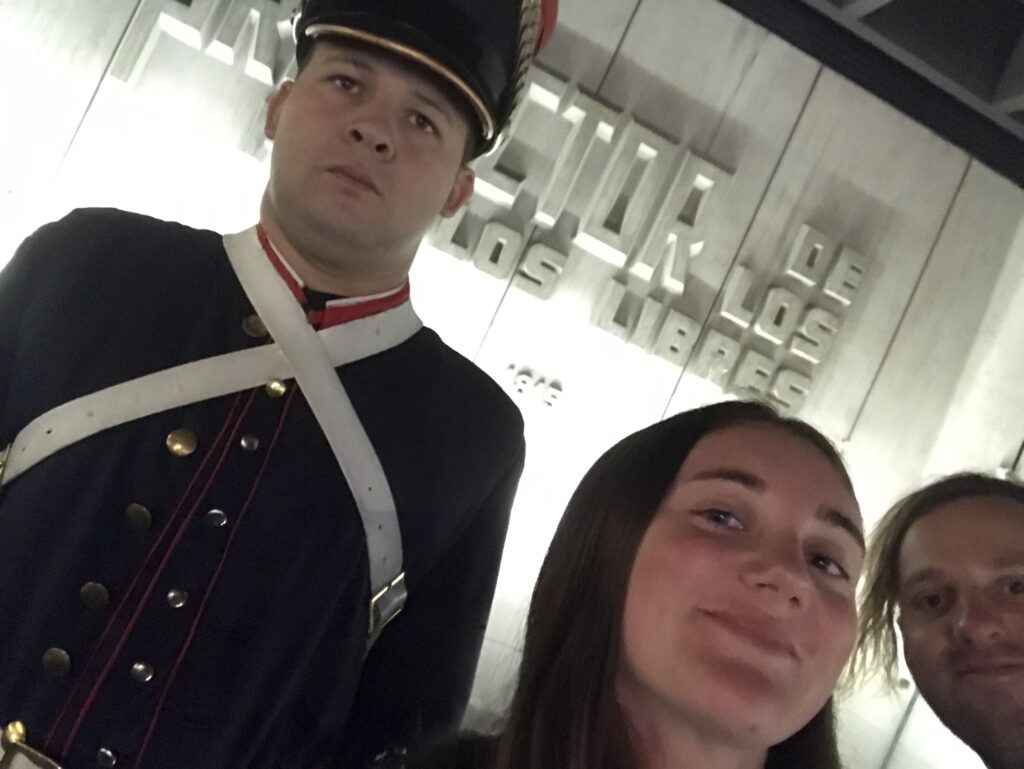 A selfie with the guard at Artigas mausoleum in Montevideo