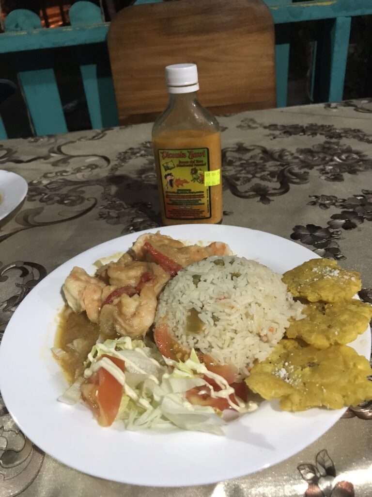 A seafood meal in Bocas del Toro, Panama