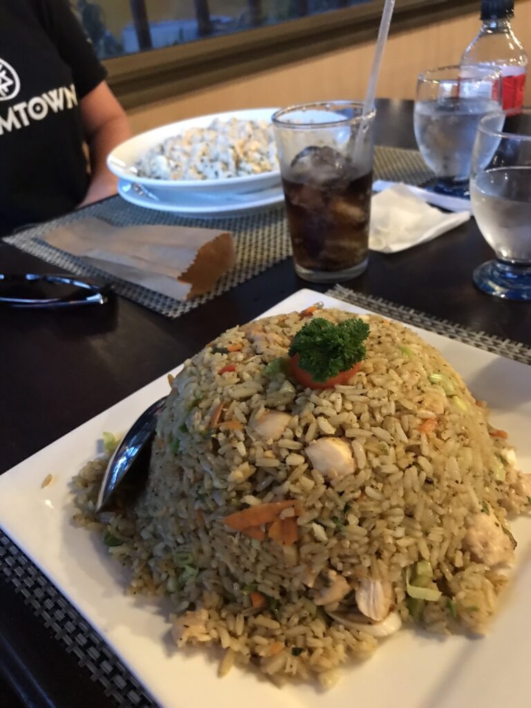 A rice meal at the restaurant in David, Panama