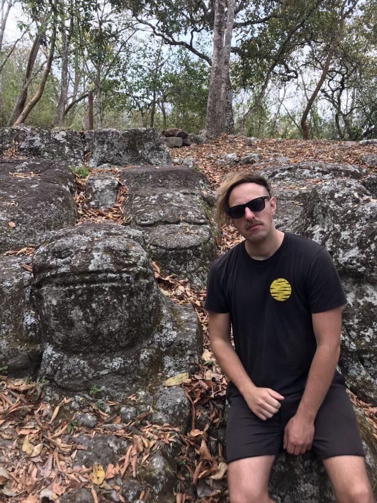 An ancient frog sculpture near Copan Ruinas