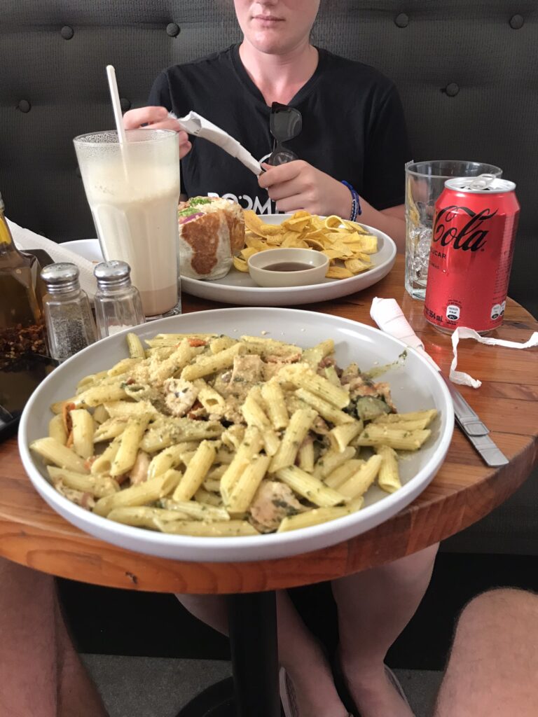 A pasta meal in Leon, Nicaragua