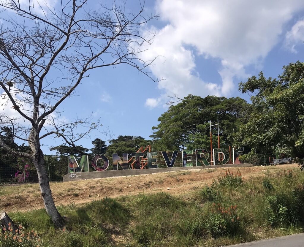 A sign for Monteverde in Costa Rica