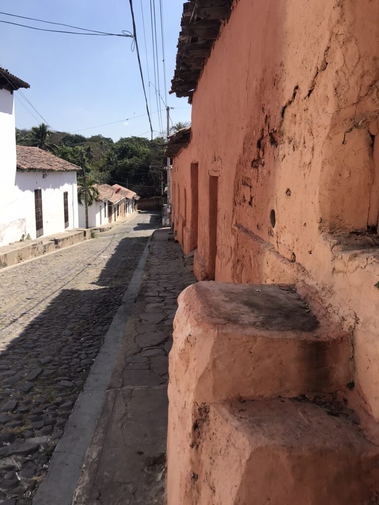 A cobbled street in Suchitoto