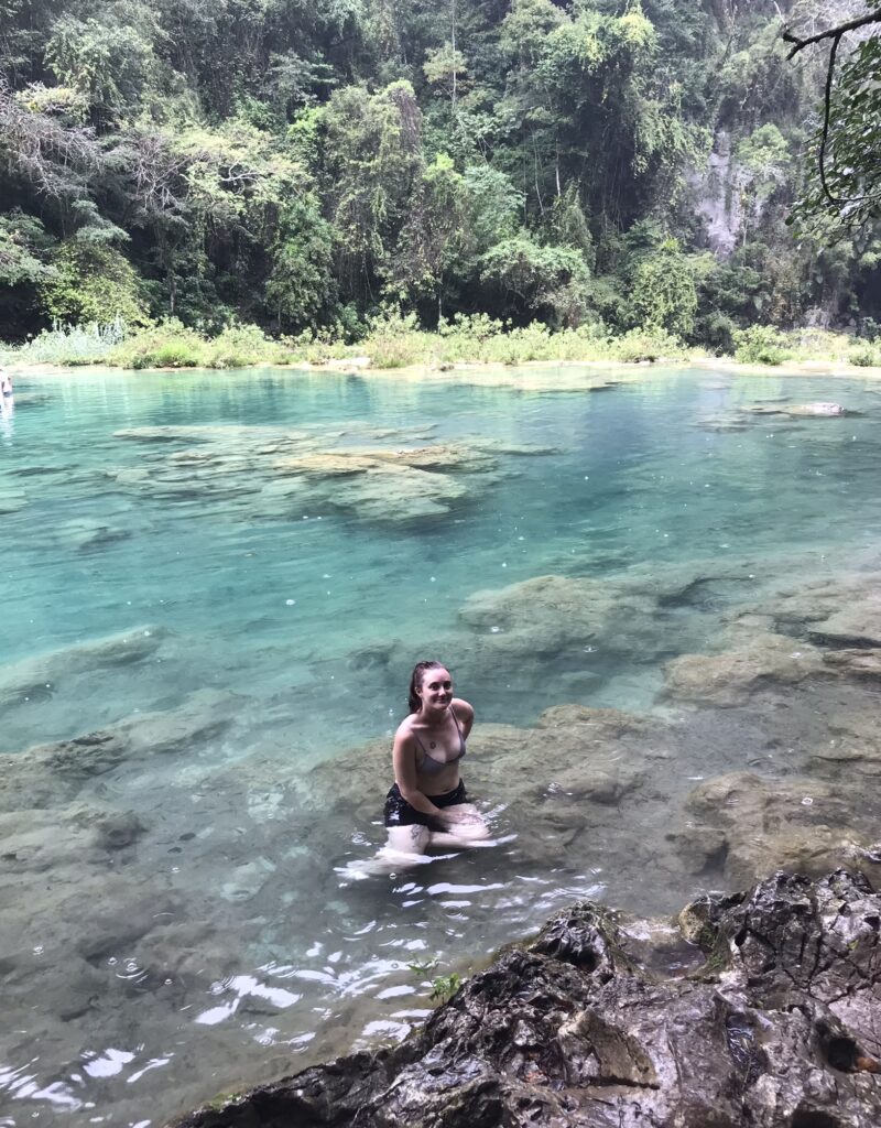 A natural blue pool at Semuc Champey