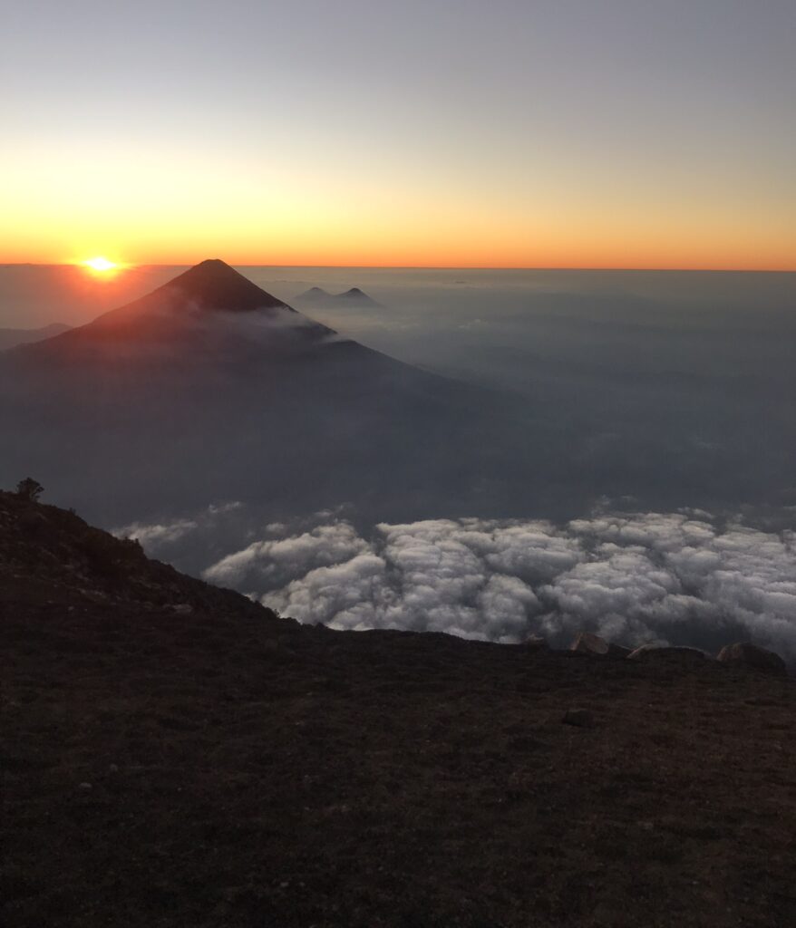 Sunrise over the Fuego Volcano as seen from Acatenango