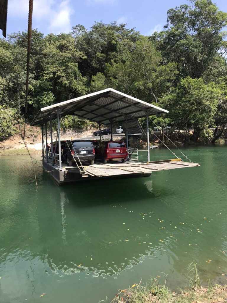 The hand crank ferry to Xunantunich near San Ignacio in western Belize