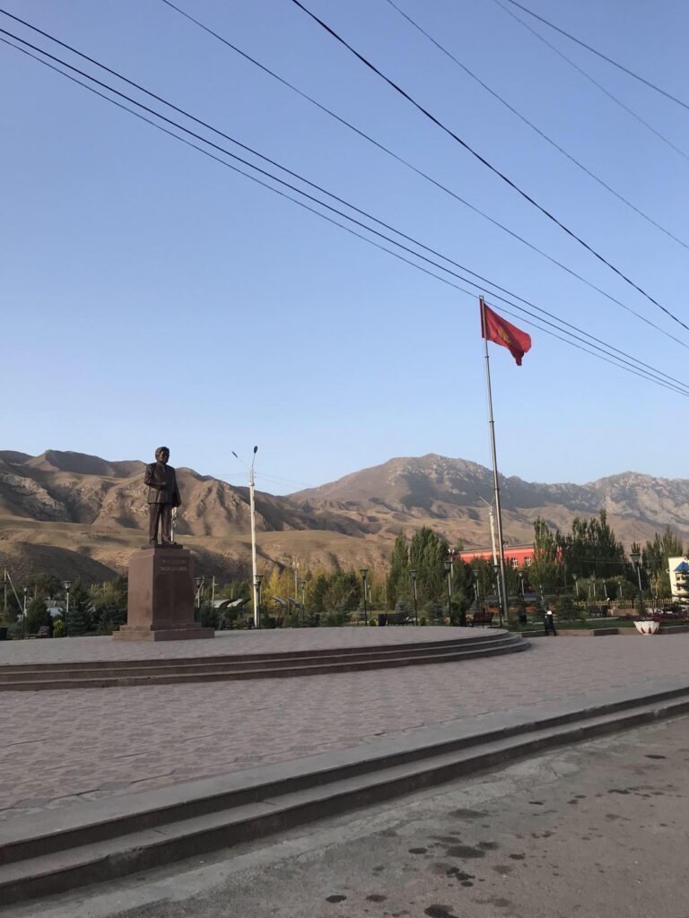 A square in Naryn in southern Kyrgyzstan