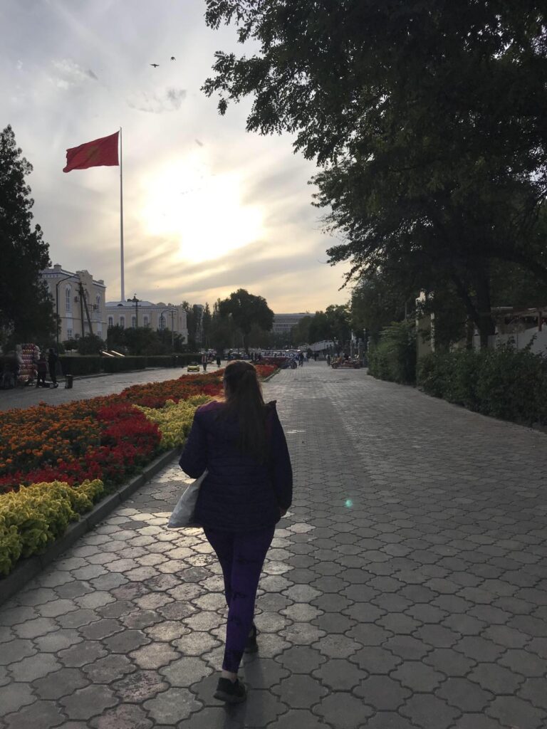 Walking near the Oak Park in Bishkek