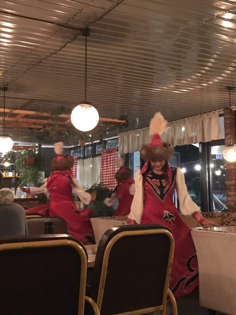 Dancers in the hostel in Karakol