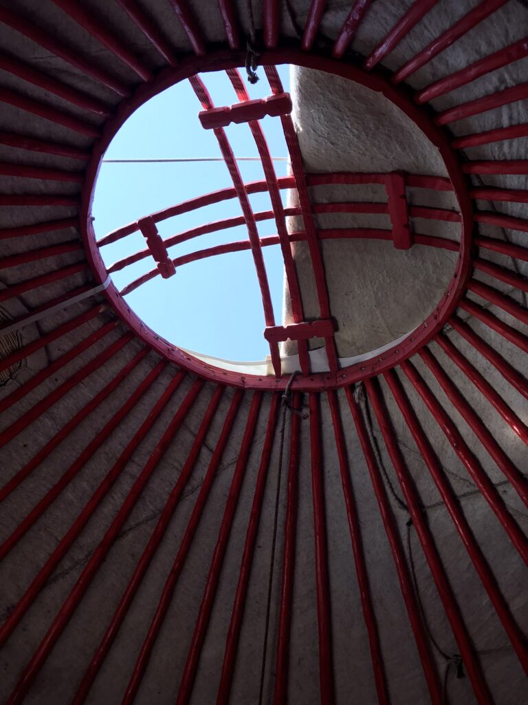 A traditional roof of a yurt