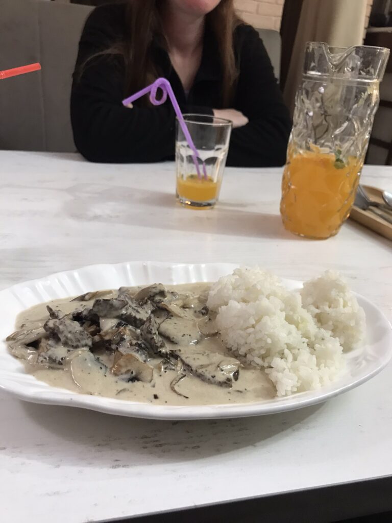 A stroganoff meal in Naryn