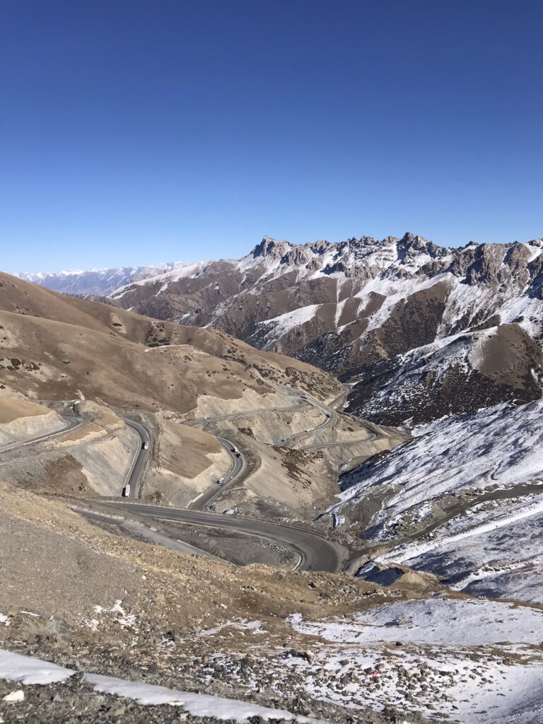 The mountain roads in western Kyrgyzstan