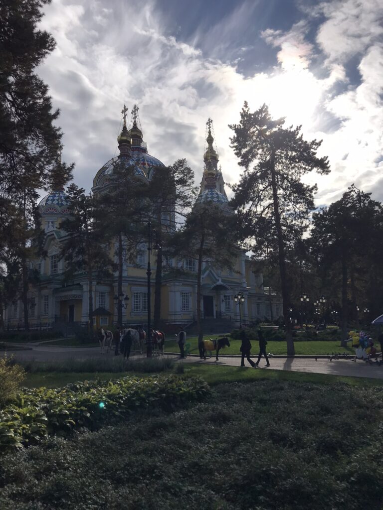 Ascension Cathedral in the park in Almaty