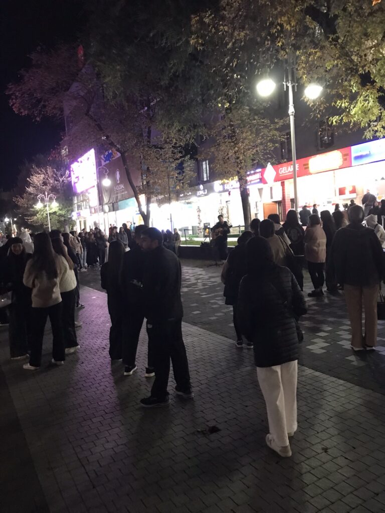 A crowd of Kazakh youngsters in Almaty