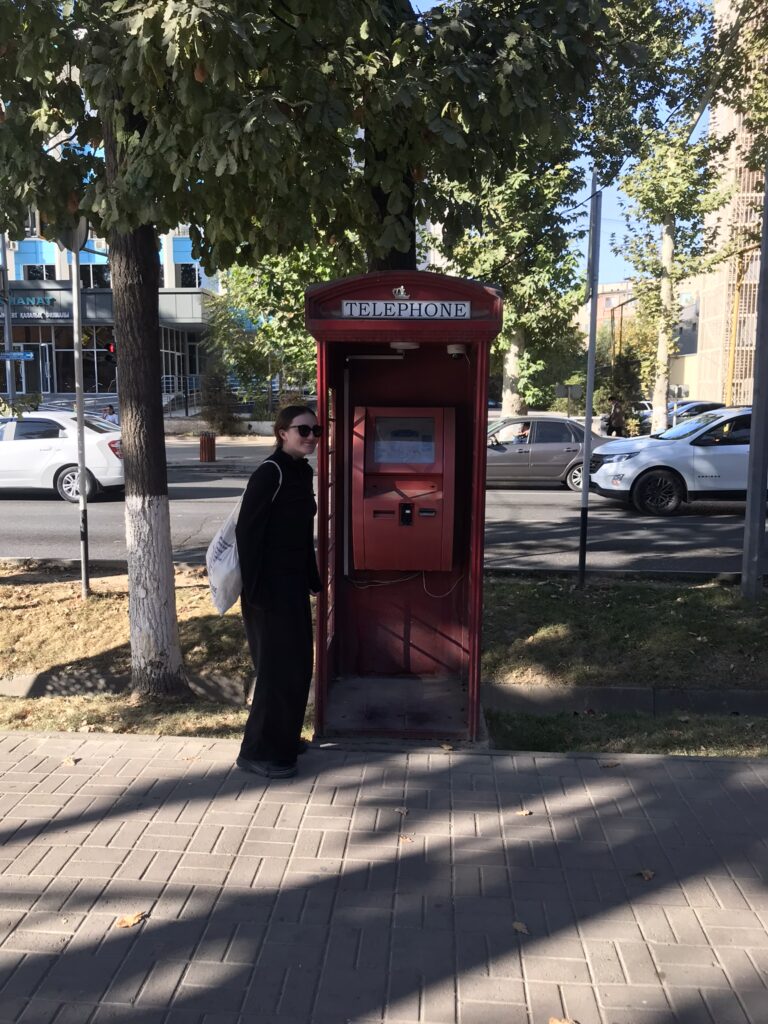 A phone box in Shymkent in Kazakhstan