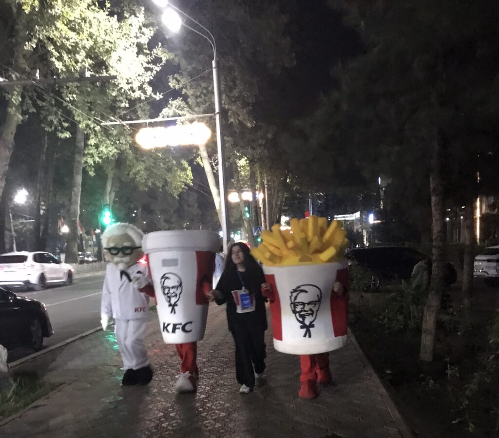 A KFC mascot in Tajikistan