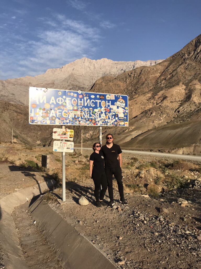 A roadsign on the Pamir Highway in Tajikistan