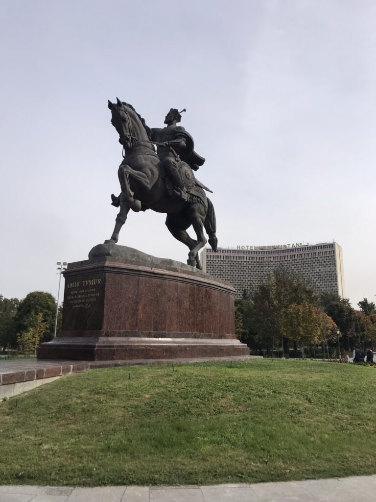 A statue of Amir Timur in Tashkent