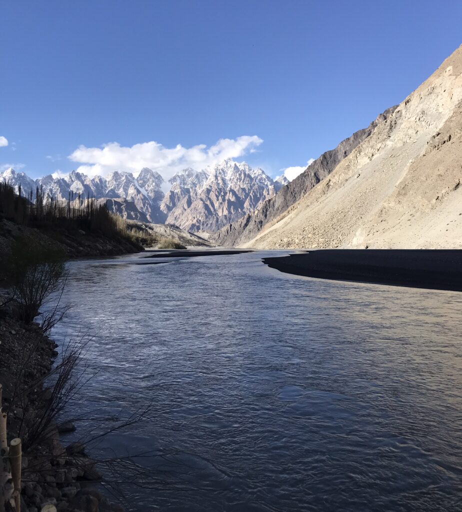 The Passu Cones and Hunza River near Gulmit