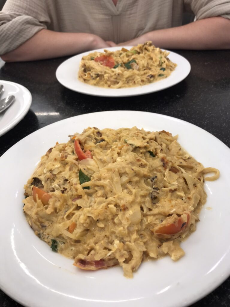 Cheesy chicken kottu in Sri Lanka