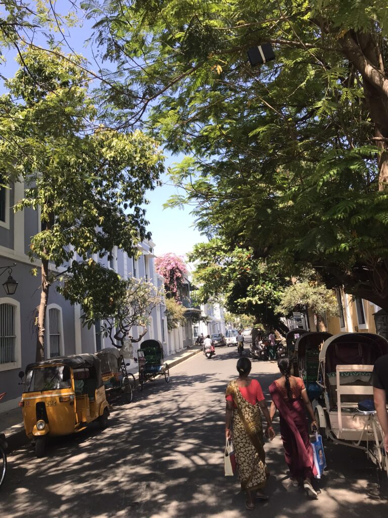 A colourful street in Puducherry