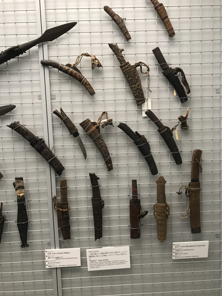 Makiri Ainu knives in the Hakodate City Museum of Northern Peoples in Hokkaido