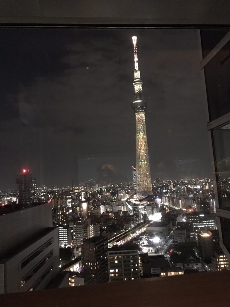 The view from Asahi Headquarters and beer hall in Tokyo