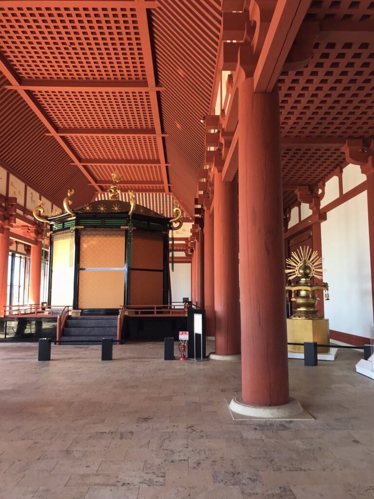 Inside the Great Hall at Heijo Palace n Nara