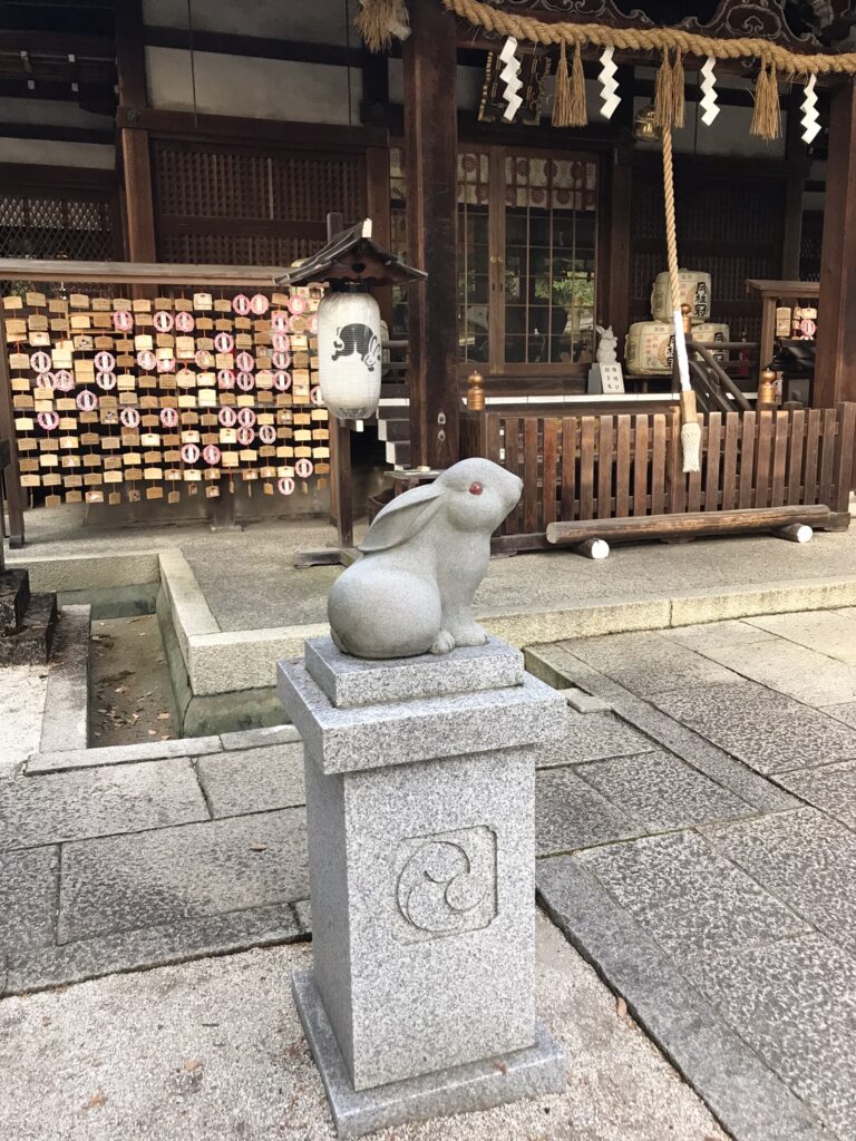 A statue at Okazaki Shrine in Kansai