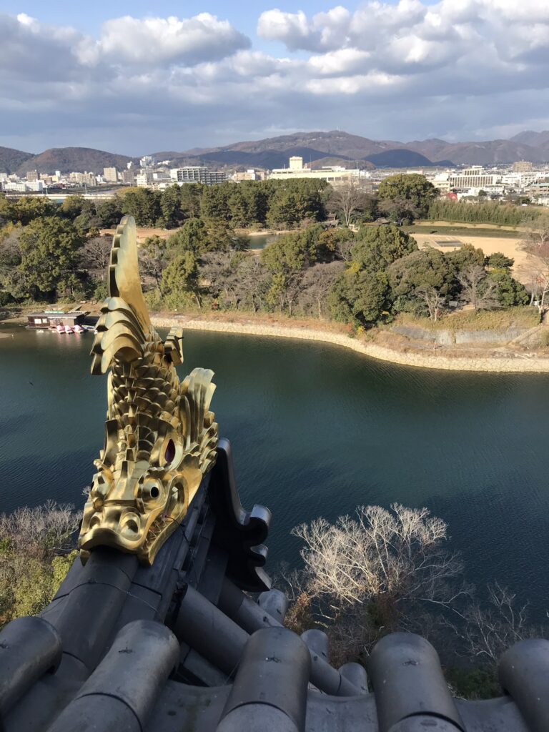 A view of Korakuen garden from Okayama castle