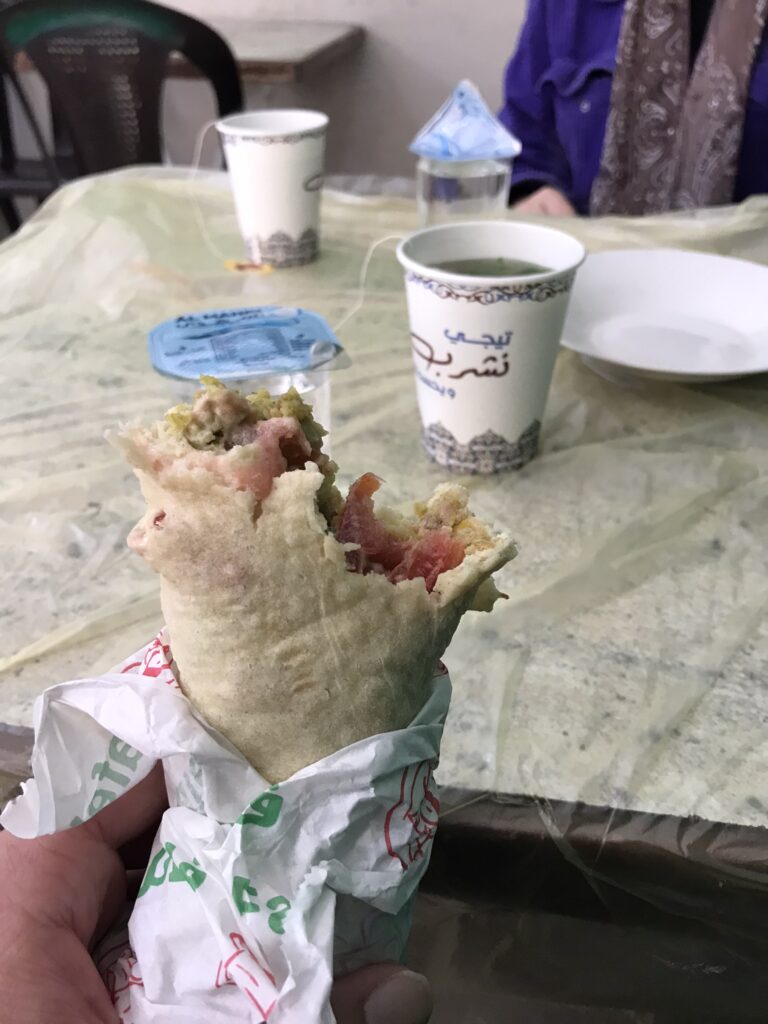 A falafel wrap in Irbid