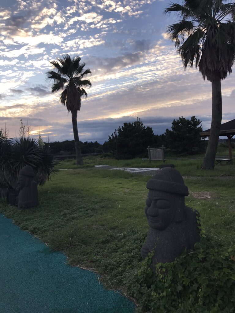 A dol hareubang statue on Jeju island