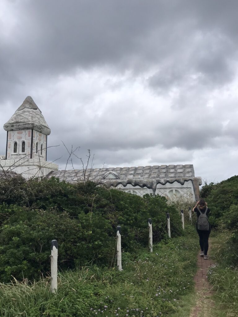 An abandoned gingerbread house at Seopjikoji on Jeju