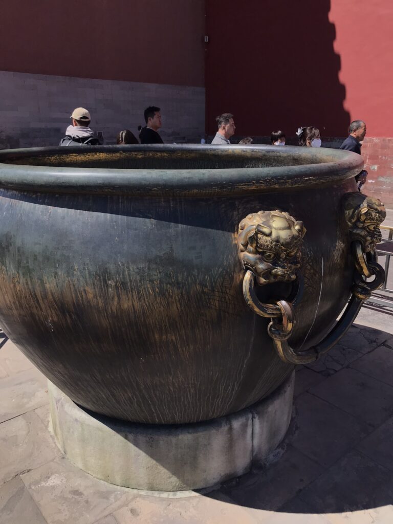 A scratched golden pot in the Forbidden City