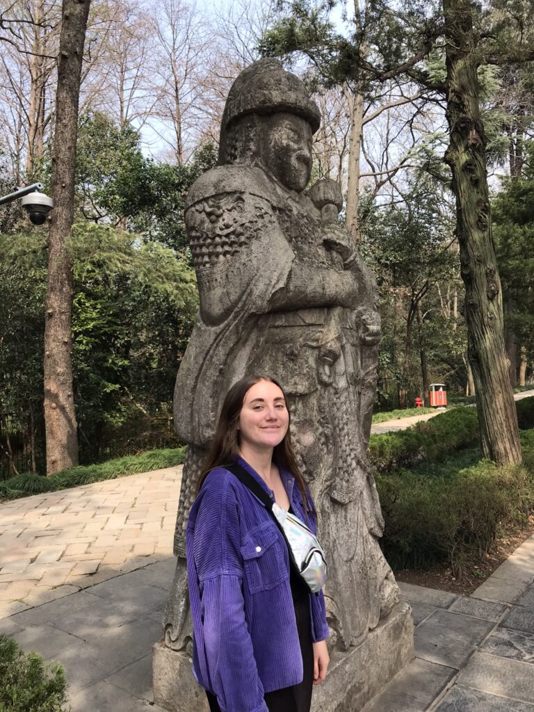 A statue at the Ming Tombs on purple mountain in Nanjing