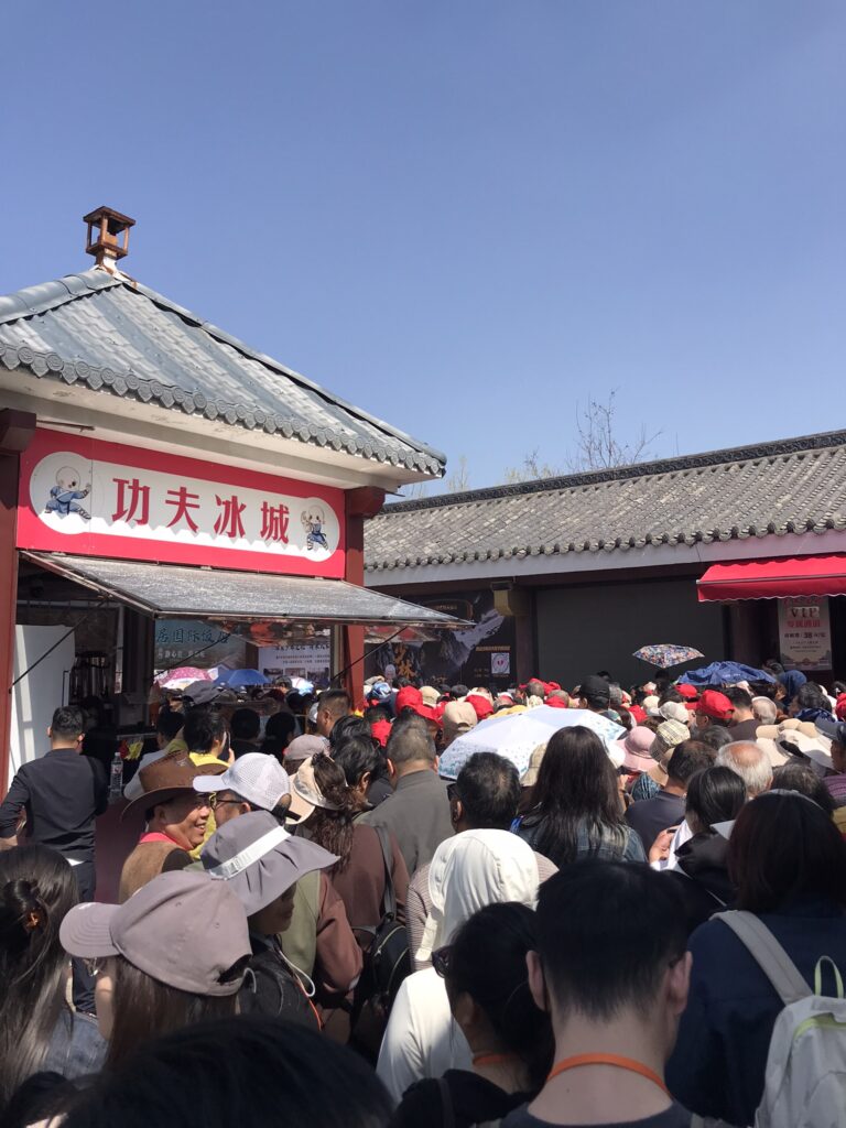 A crowd at the Shaolin Temple near Dengfeng