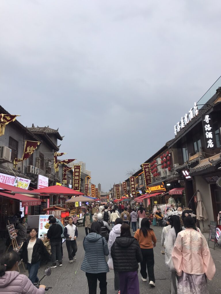 A crowded street in Luoyang
